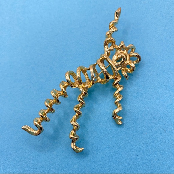 Vintage NEMO Dancer Brooch Coiled Corkscrew Gold Tone Pin - Picture 2 of 6